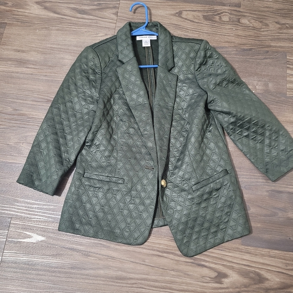 Carole Wren Elegant Quilted Blazer Size M Green
